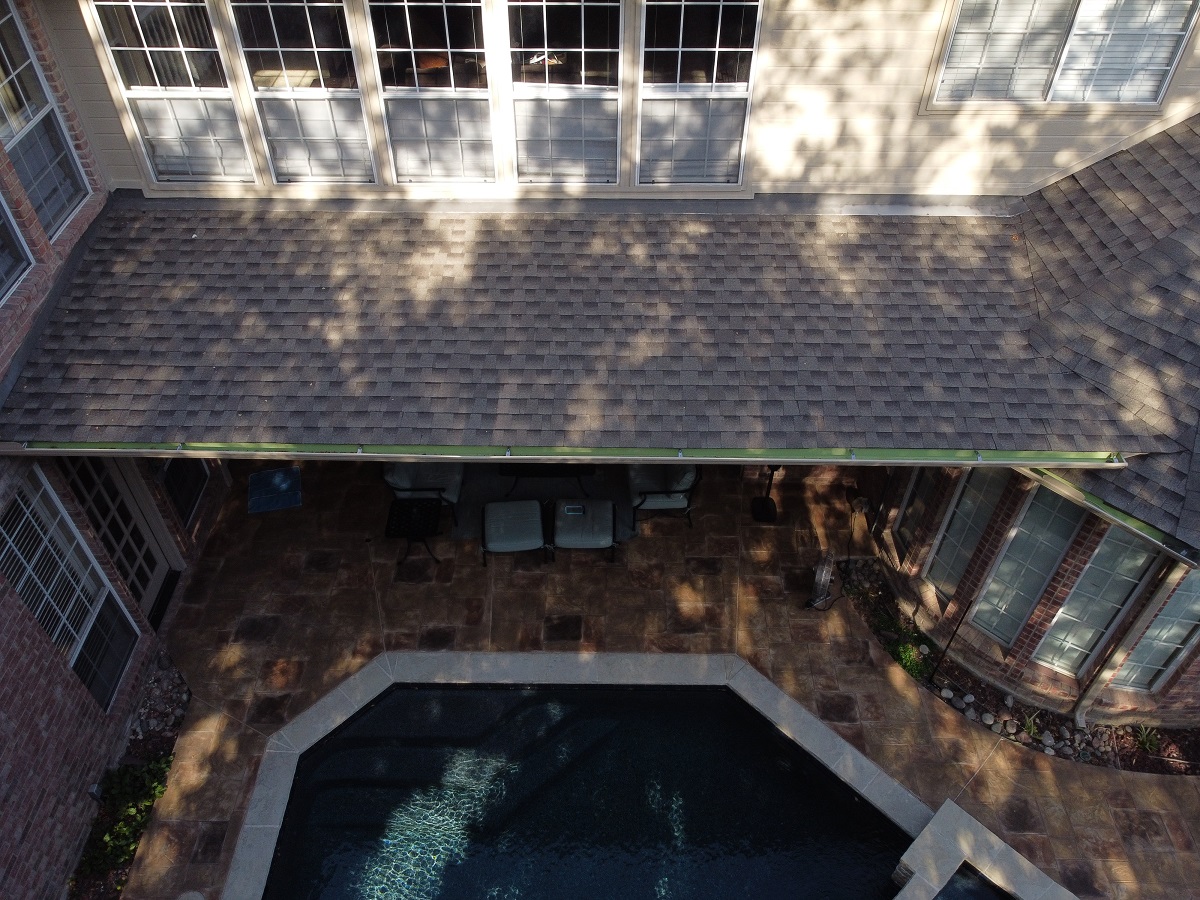aerial view of roof addition in ne dallas tx