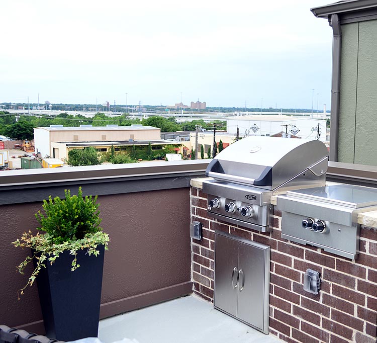 Rooftop outdoor kitchen with a view