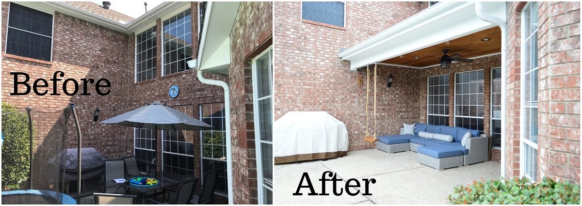before and after of patio by pool Coppell, TX