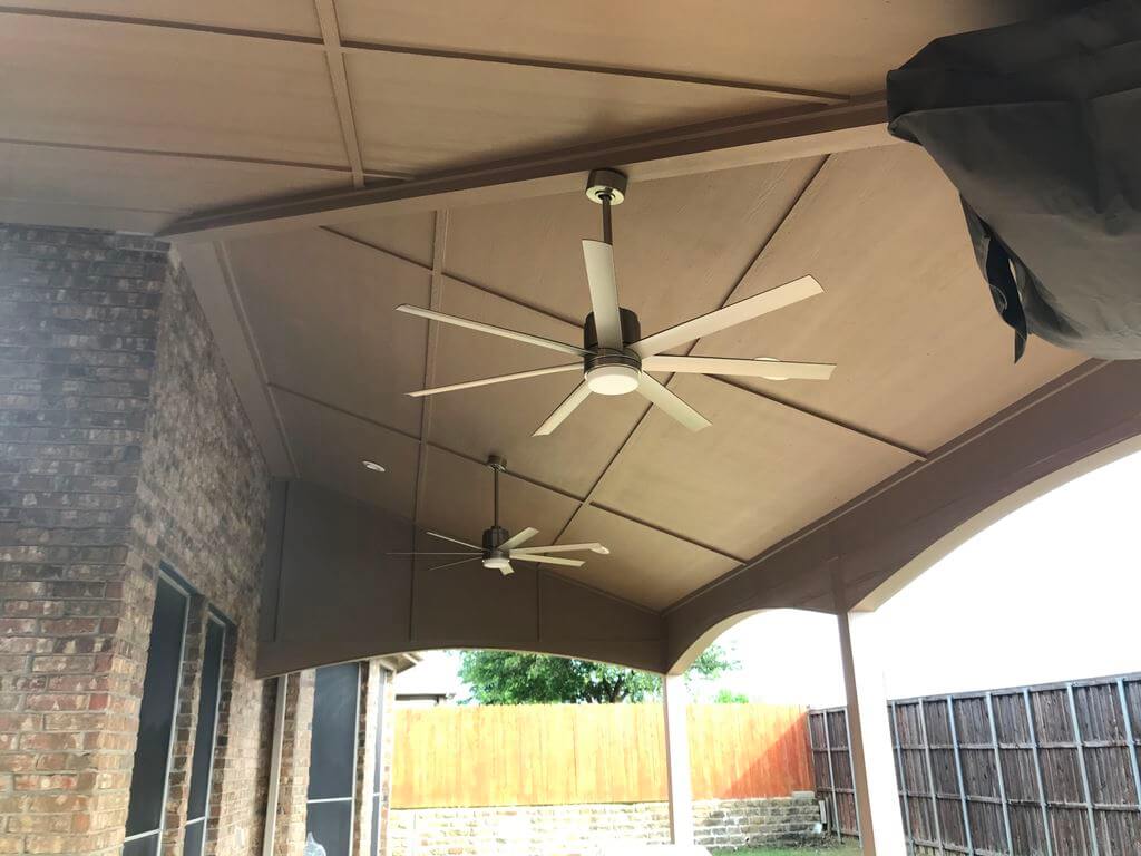 Porch cover ceiling with fans