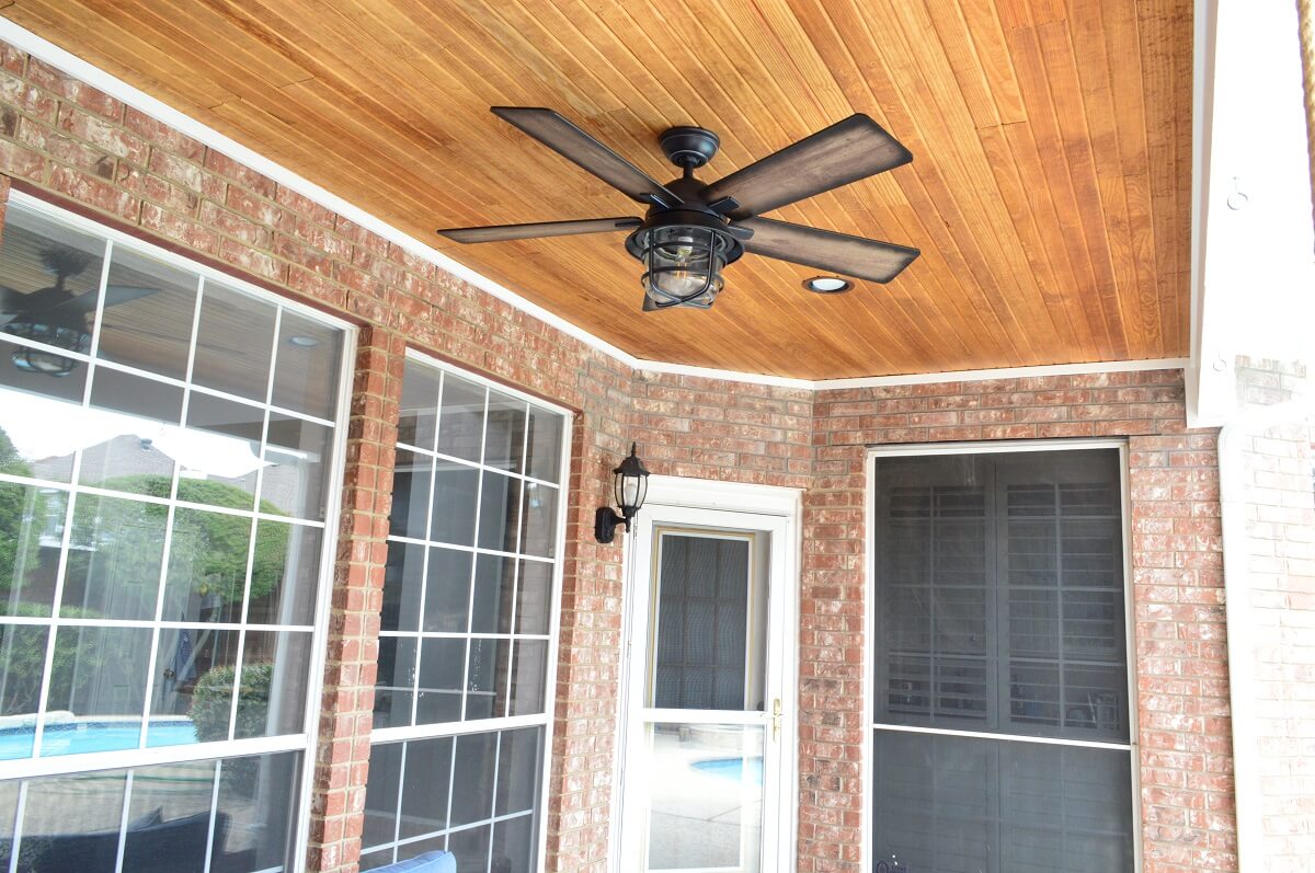 covered patio with ceiling fan Copell, TX