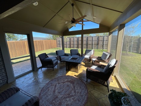 screened in patio design for shade