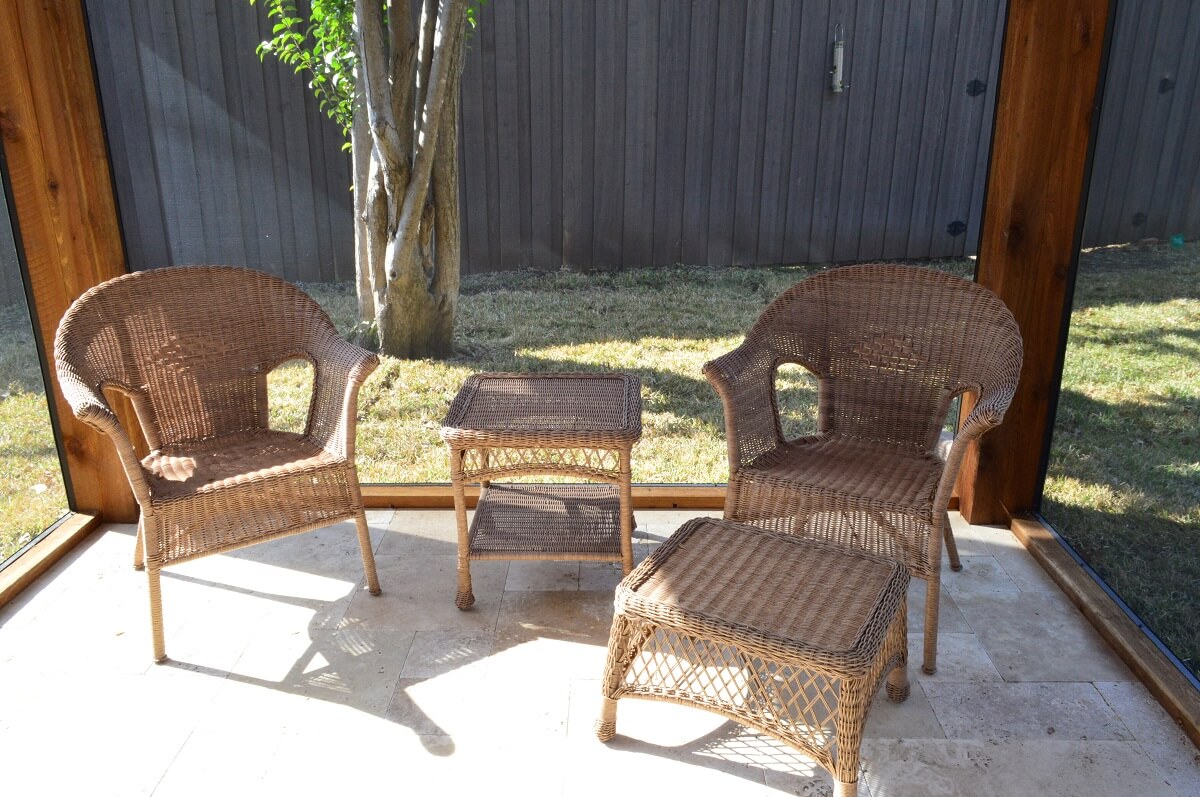 screened porch reading nook