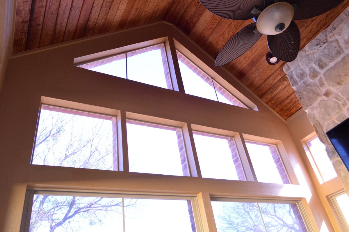 porch ceiling with windows