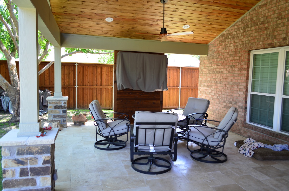 interior of custom patio cover