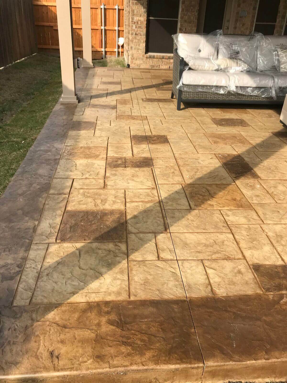 Stained and stamped patio