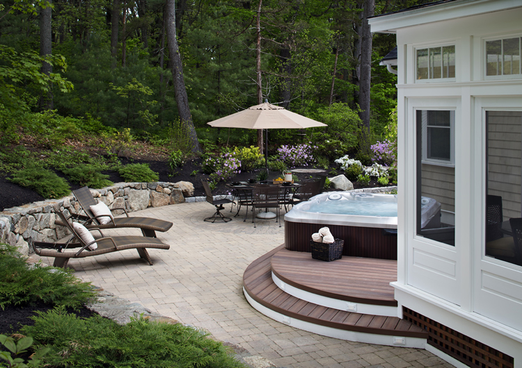 Patio and hot tub