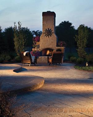 Patio with outdoor fireplace