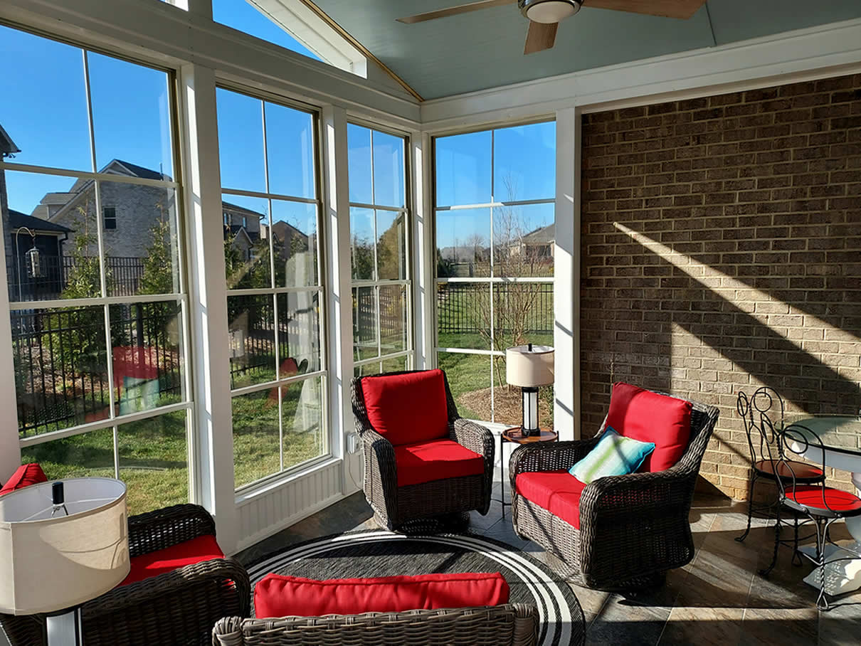 Screened porch, 3-season room built on an existing patio