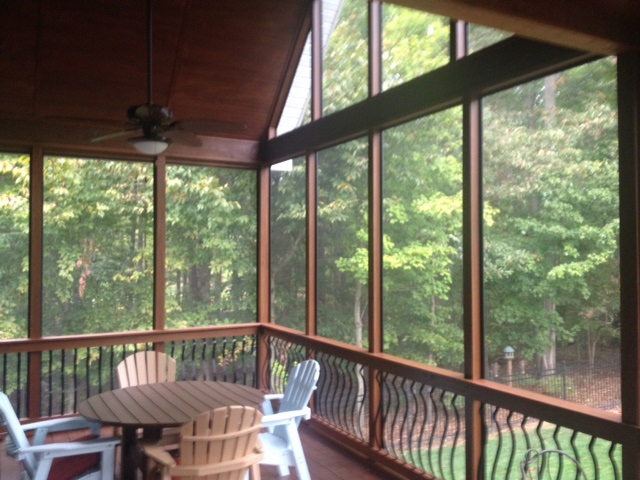 Seating area in screened porch