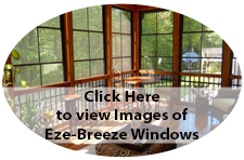 screened porch with text overlay that says Click Here to view Images of Eze-Breeze Windows 