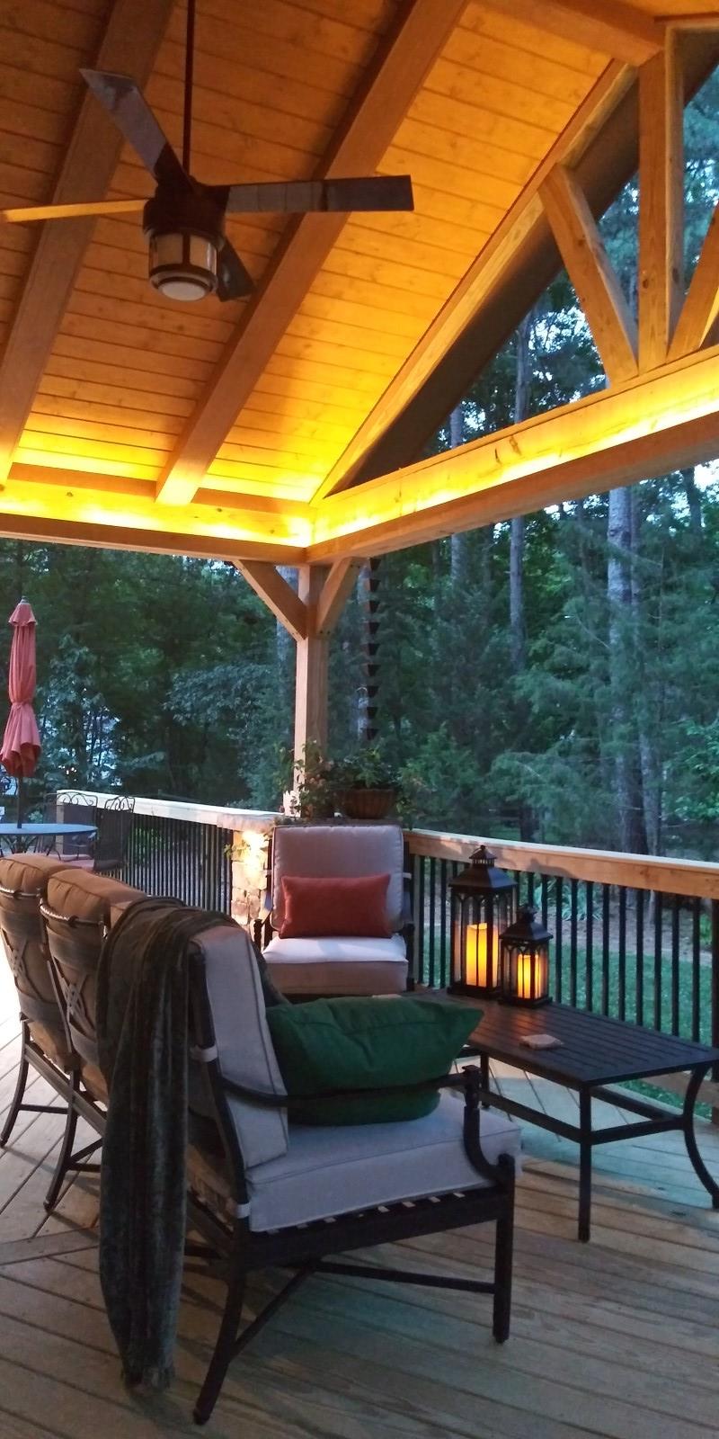 Gorgeous Tray Lighting in Raleigh Porch Roof