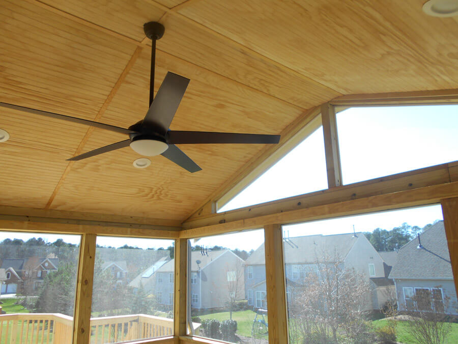 Screened porches with ceiling fans are great for summer