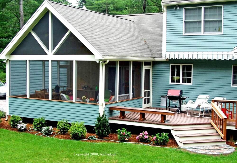 screened porch and deck