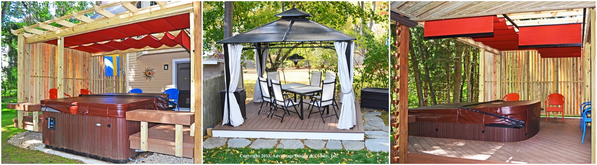 3 images of outdoor patio