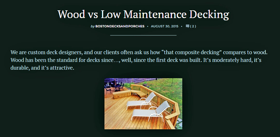 Wood vs. Low Maintenance Decking