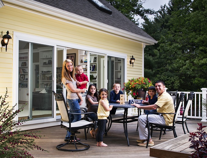 Family enjoying their deck