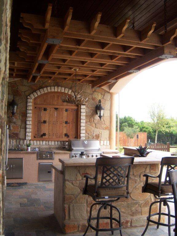 open patio with bar