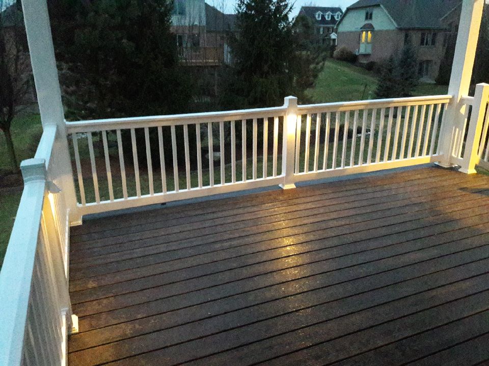 Deck with white railing