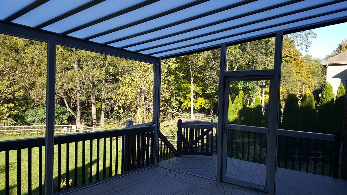 screened in patio cover over deck