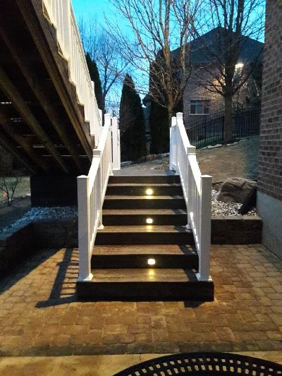 Stairs leading to raised deck