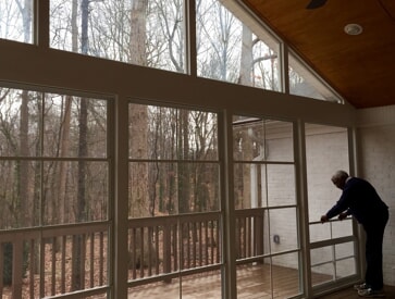 Dayton screened porch with eze breeze windows