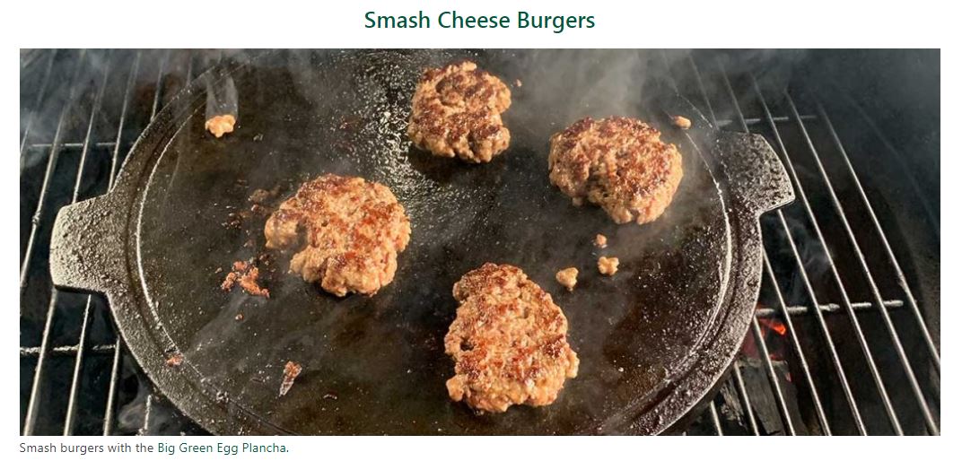 Smash burgers on grill