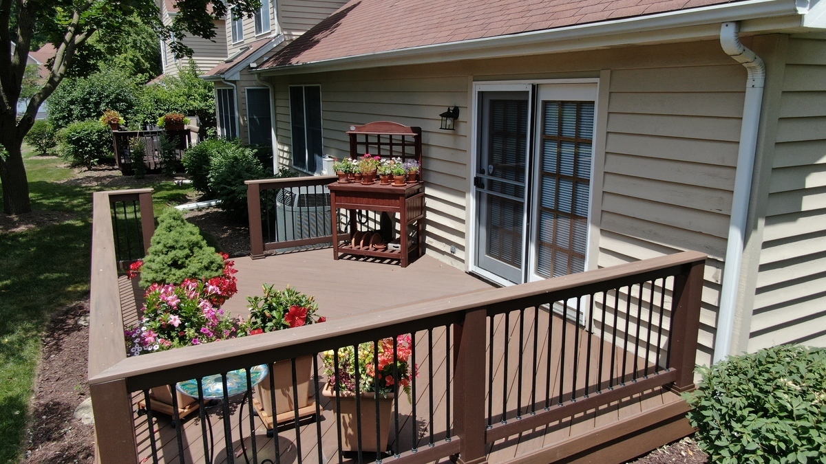 wood deck on the back of a home