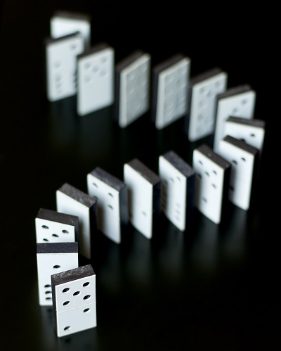 Dominoes lined up