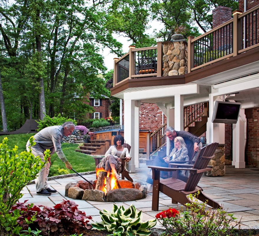 patio and deck with fire-pit