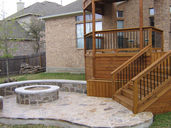 patio and deck with fire pit