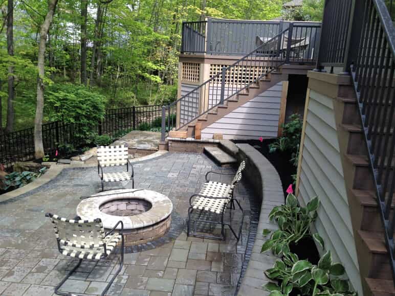 paver patio and low maintenance deck