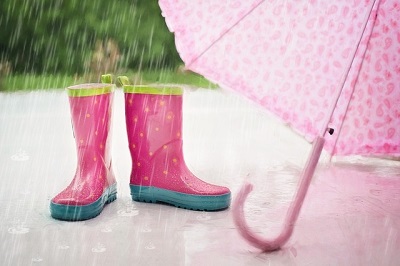 Rainboots and umbrella