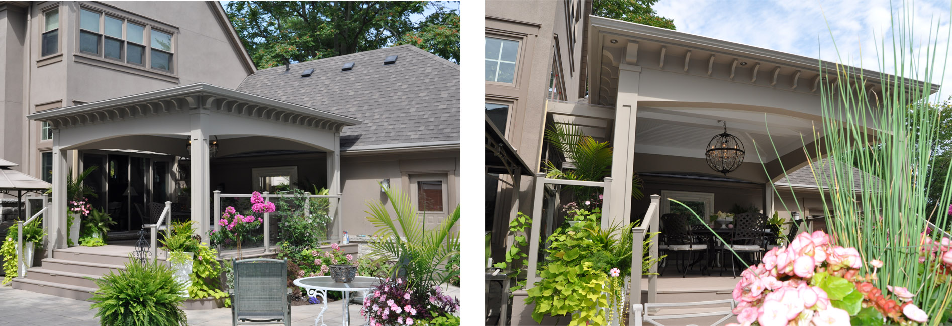 Covered porch with classic modern materials.