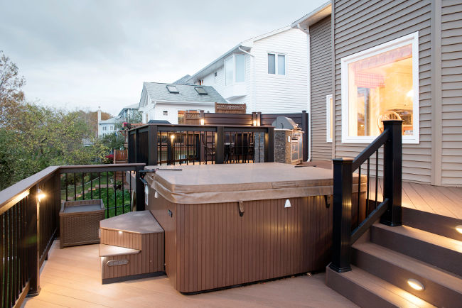 Composite deck and hot tub