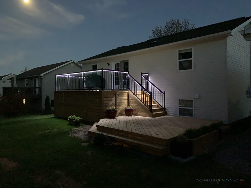 Pressure-treated Wooden Deck Halifax, with Night lights