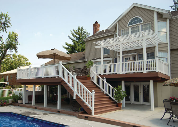 Brown and White Deck & Pergola Combination