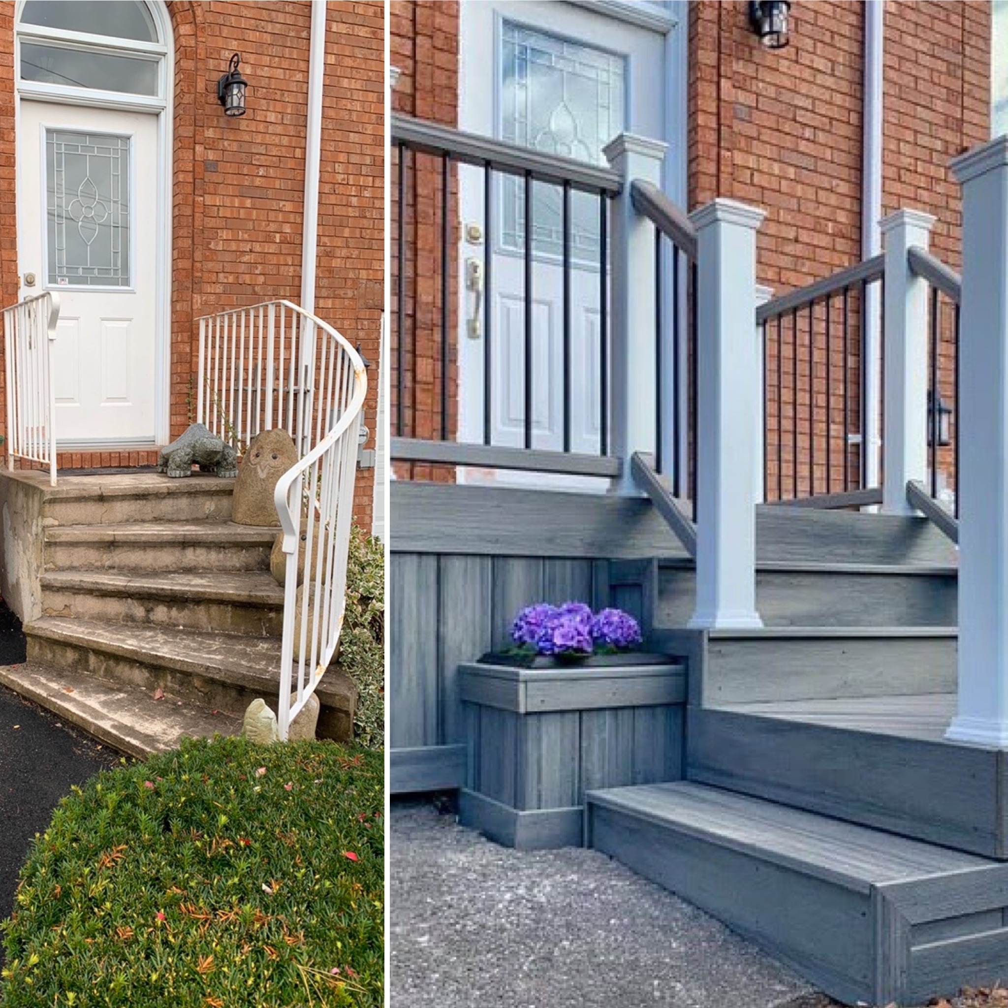 Front porch steps before and after
