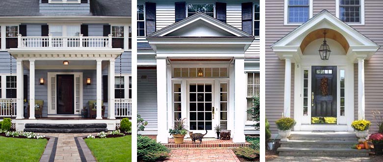 3 styles of portico for front entry
