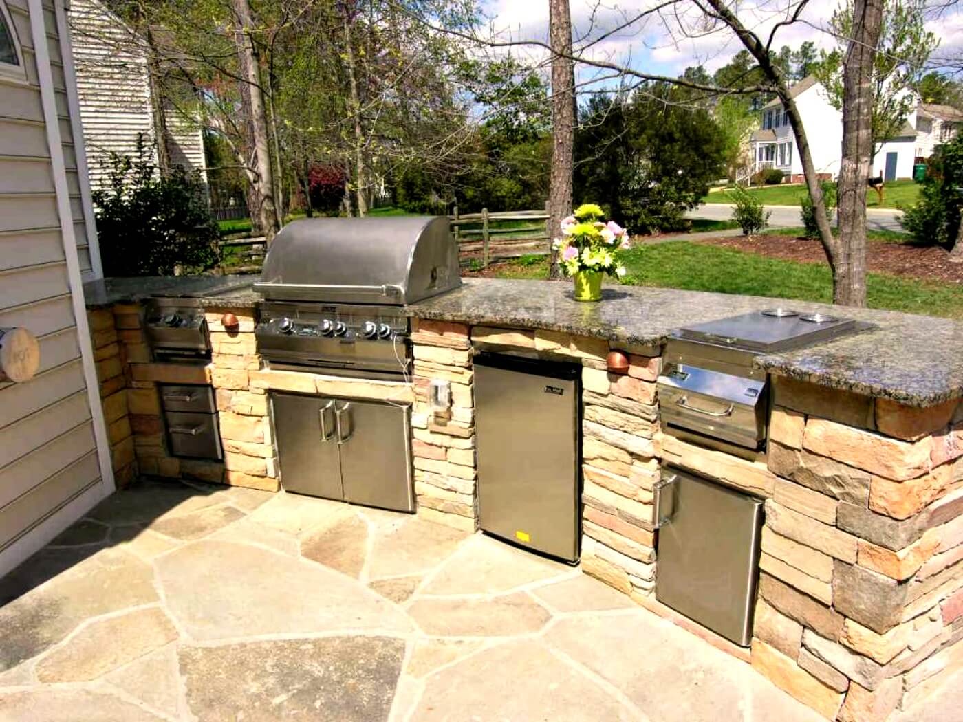 custom constructed outdoor kitchen