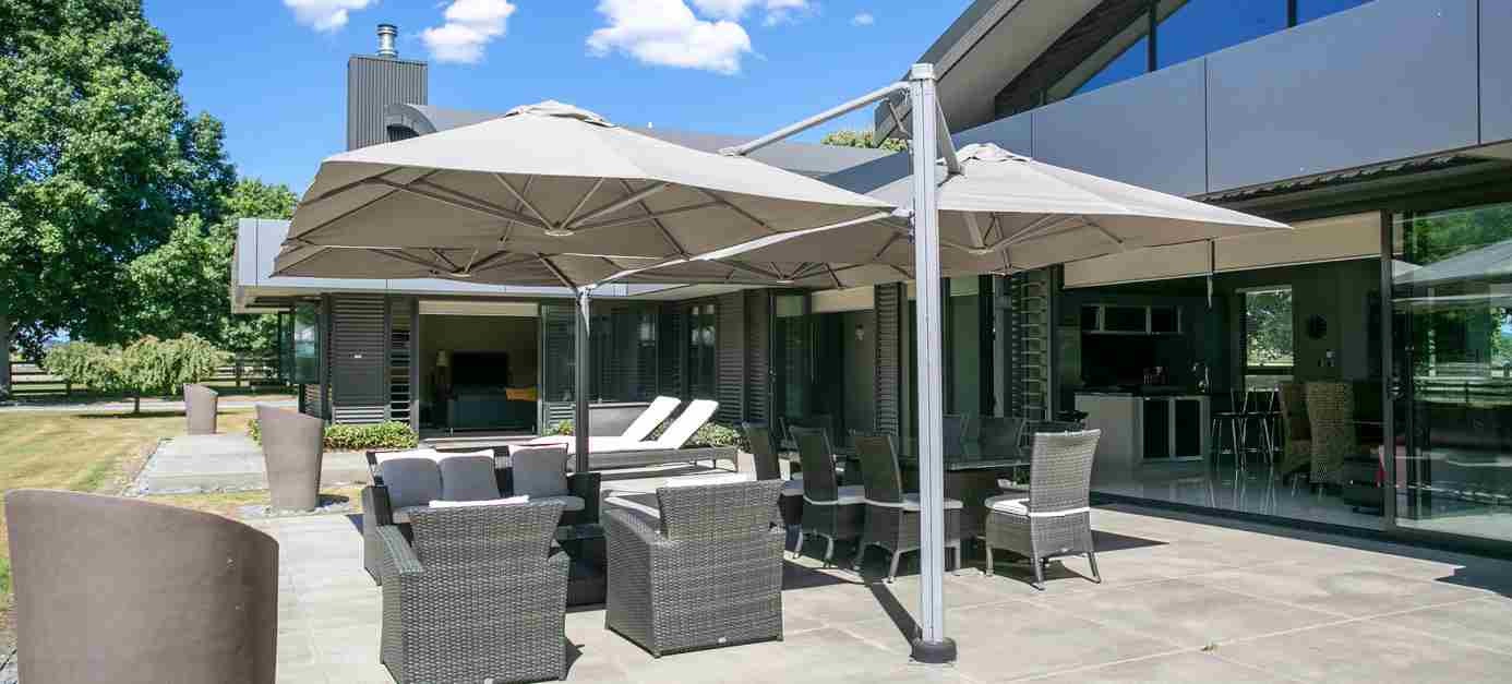 Outdoor Umbrella shading a seating area