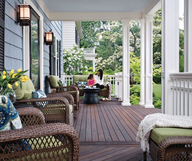 people sitting on front porch