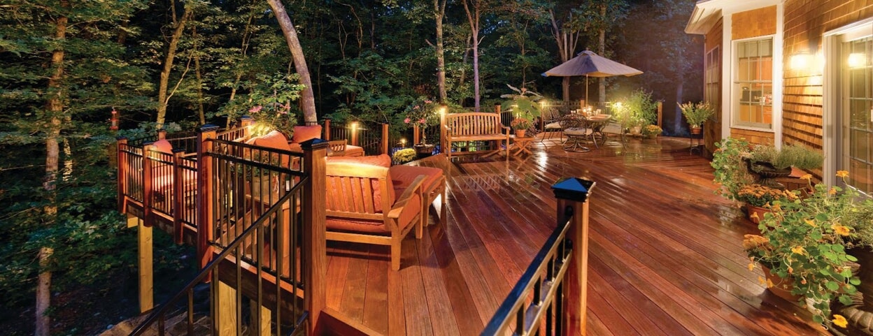 deck with outdoor lighting