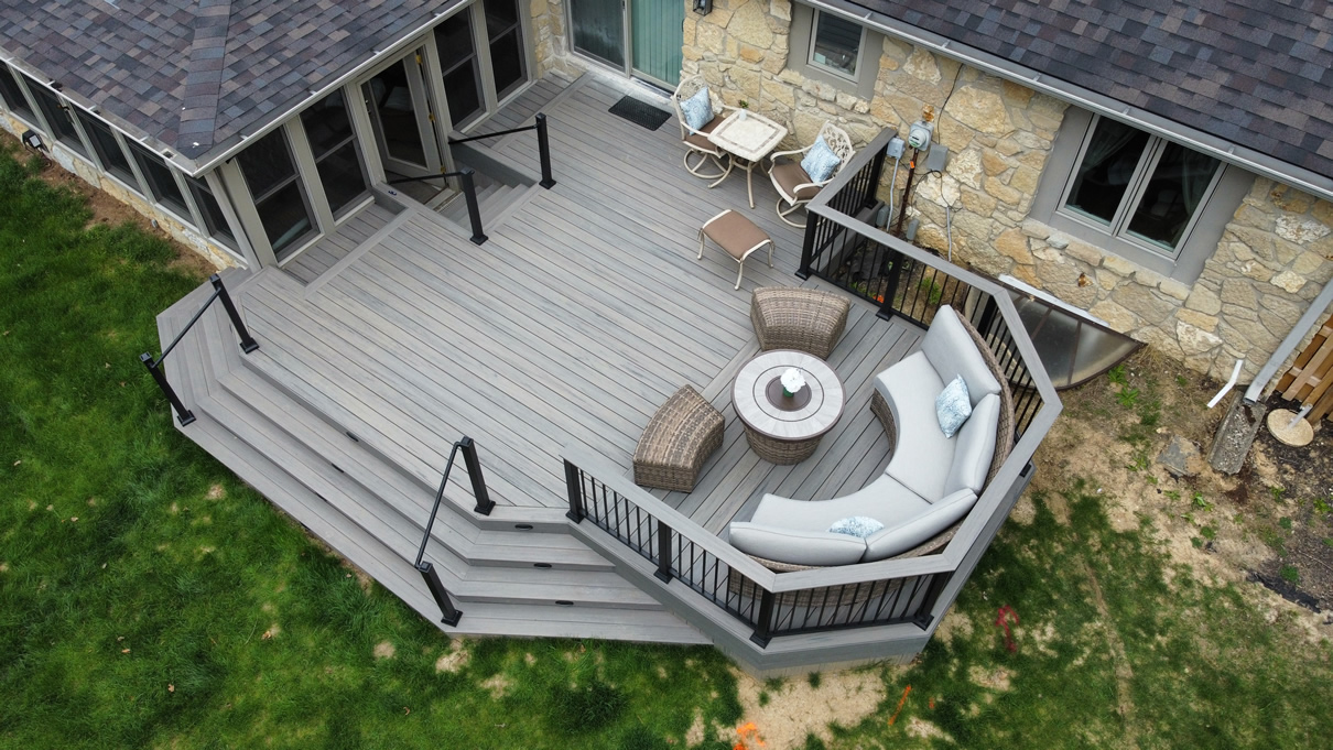 deck with furniture and modern black railings
