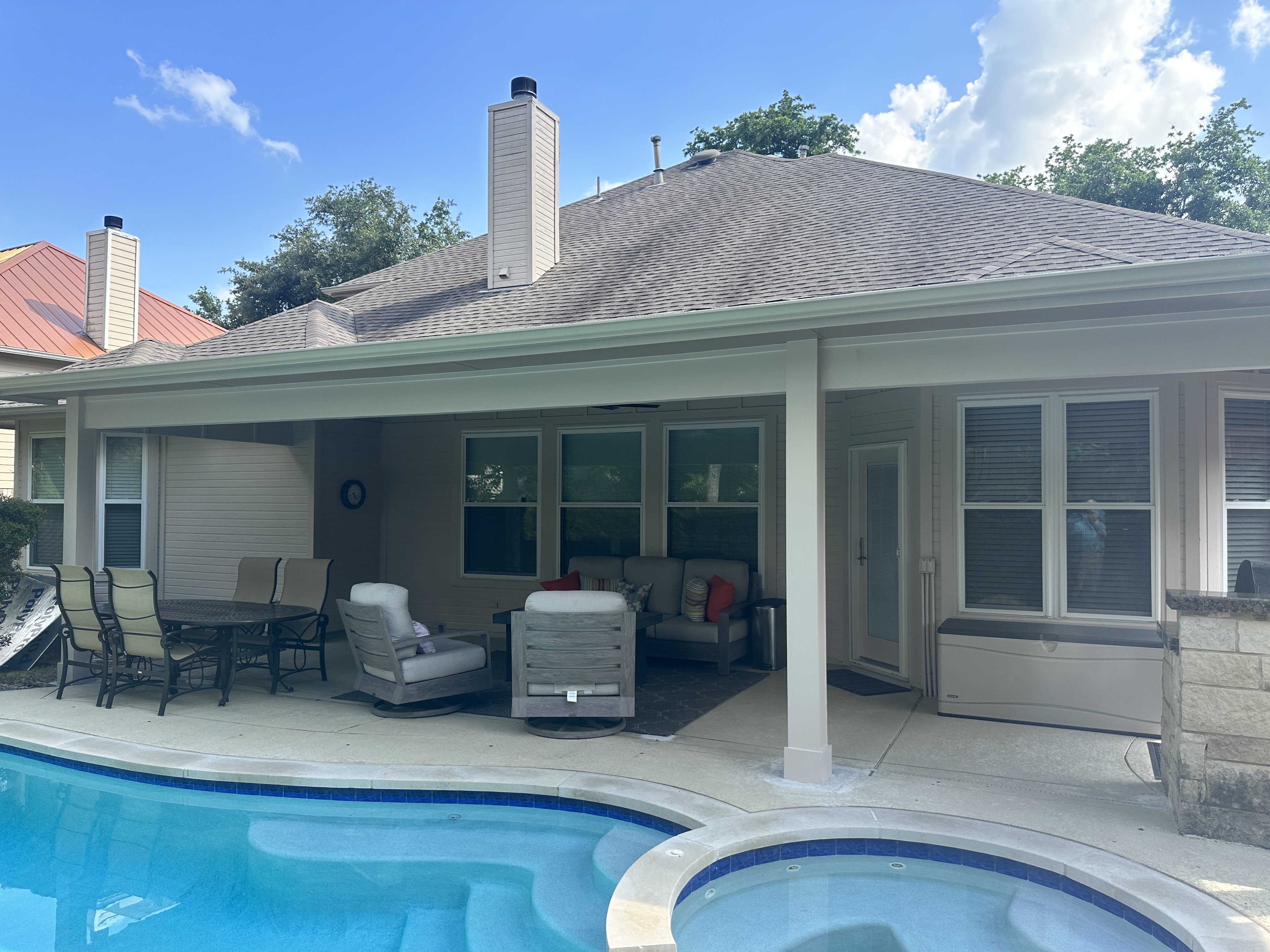 open porch with pool