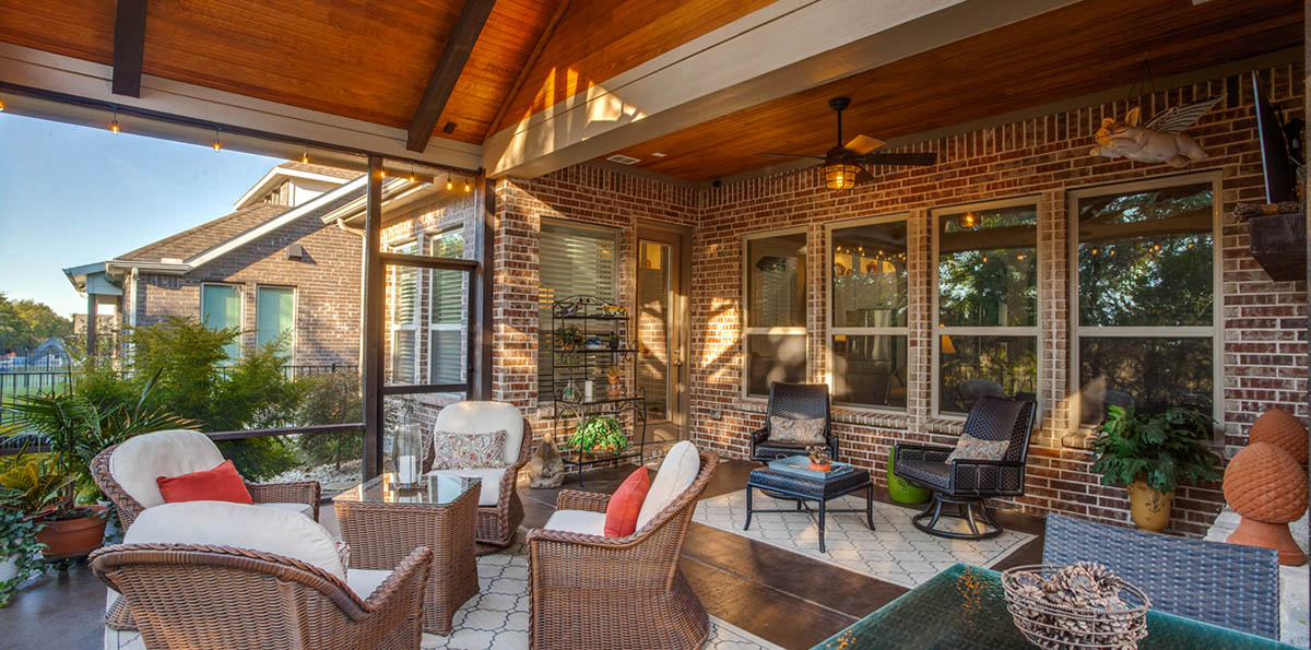 screened porch interior with furniture
