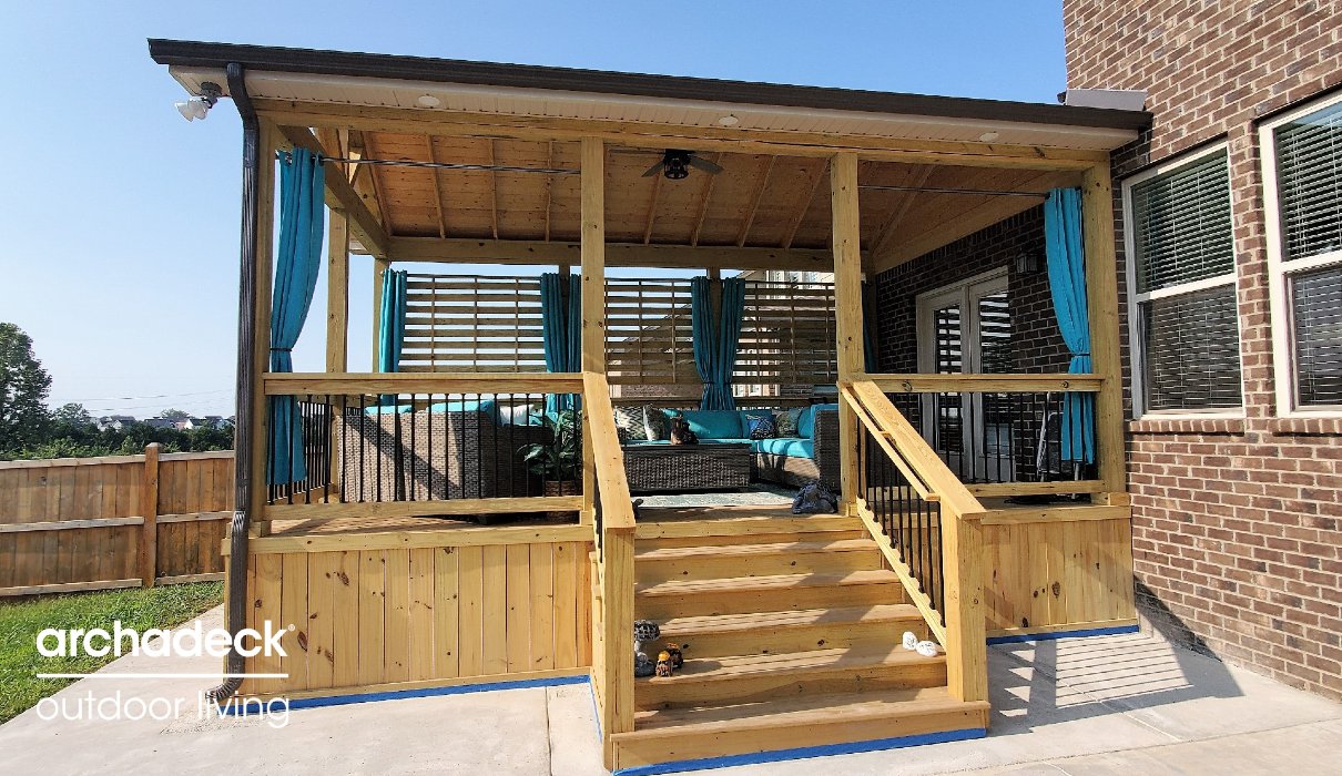 covered and open porch