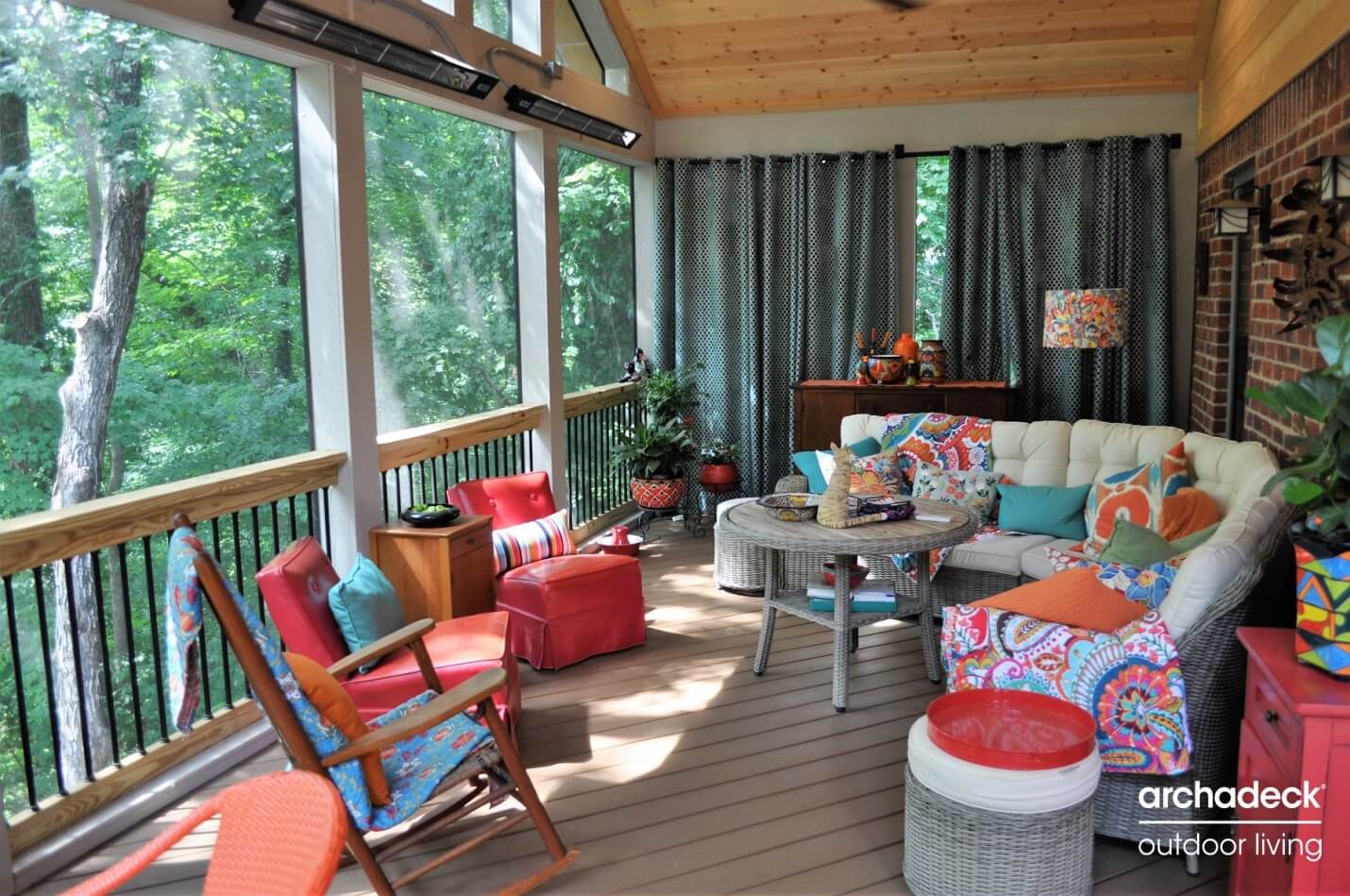 Lookout Mountain Screened Porch with colorful decor