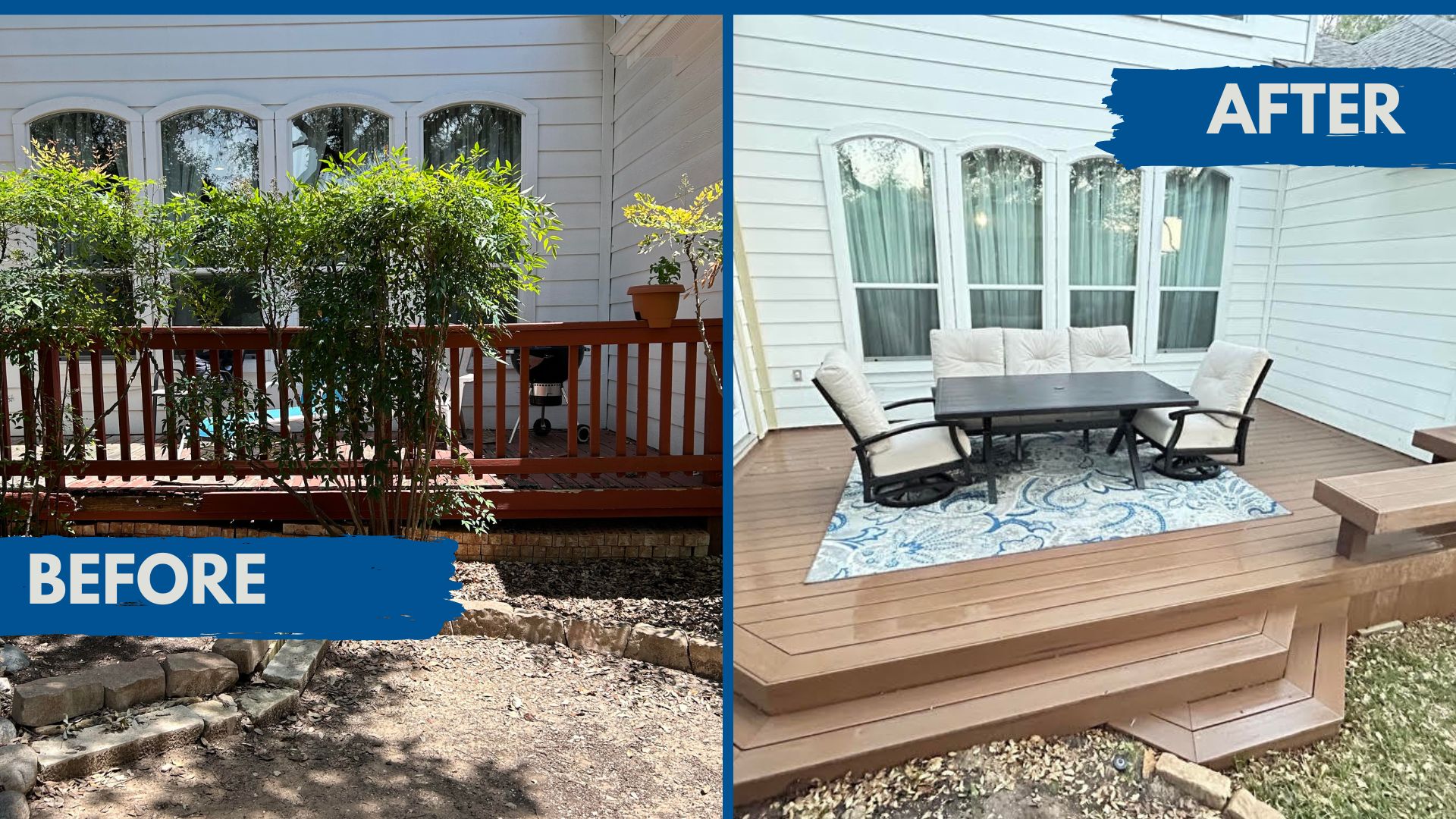 upgraded deck from wood to composite and custom designed footprint