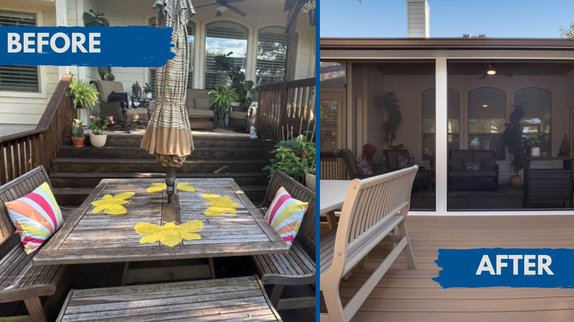 deck to outdoor room and new deck transformation San Antonio
